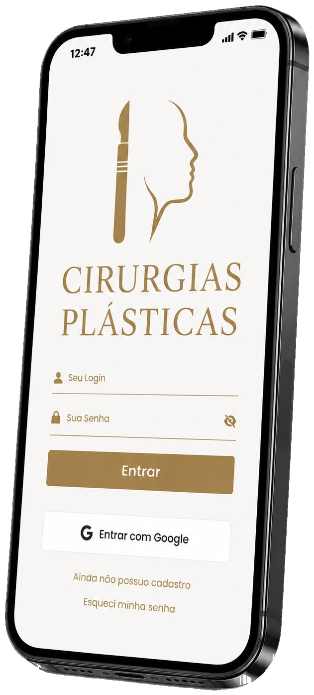 App Cirurgias Plásticas na tela de um iPhone